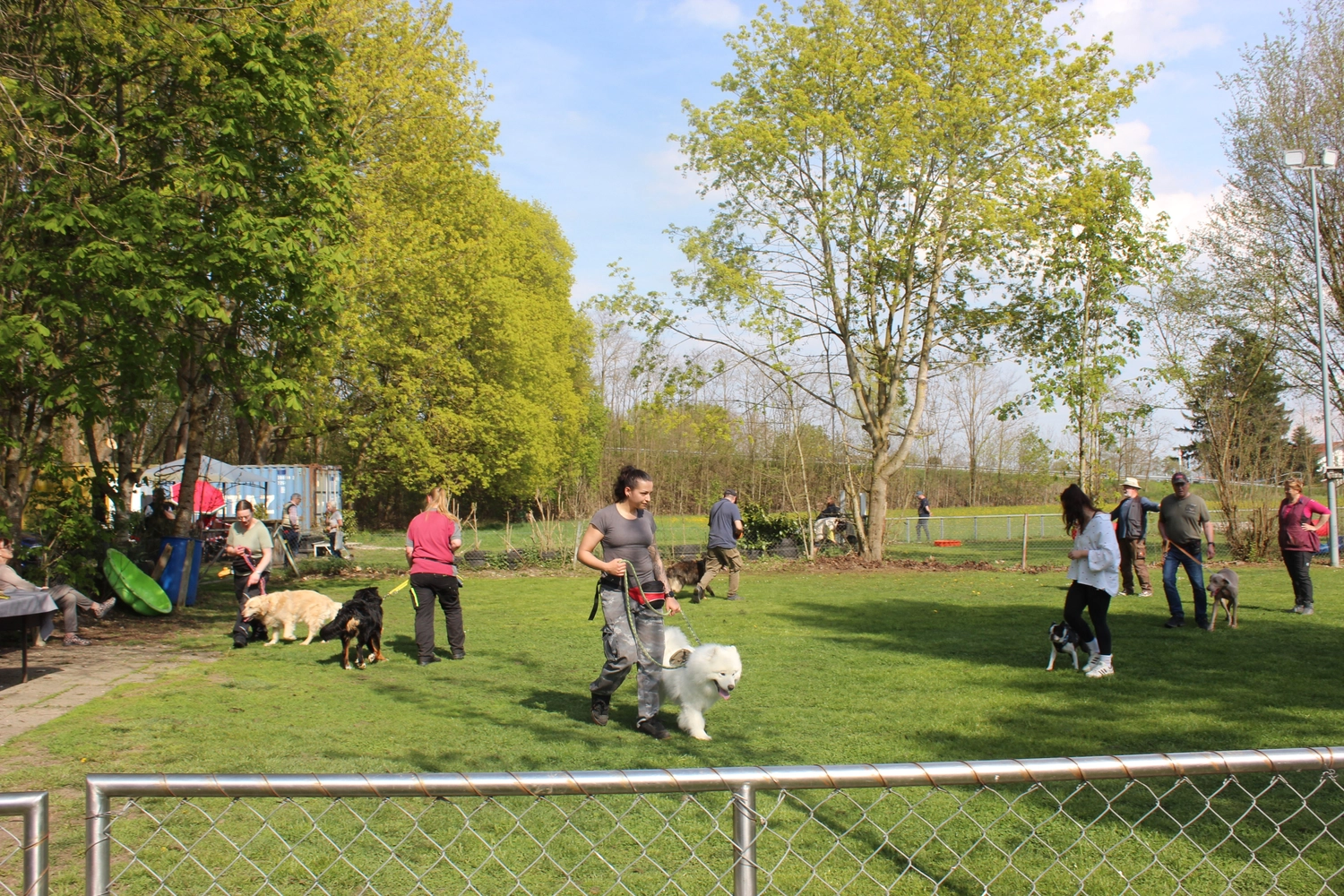 HSV Mühldorf – Hundesportverein – Menschen im Garten mit Hunden
